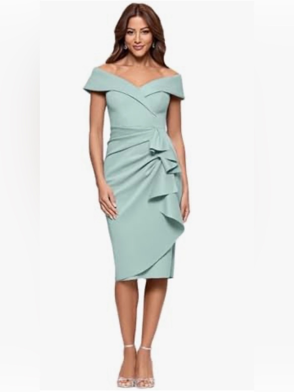 Brand: Xscape
Xscape womens Short Scuba Off-the-shoulder Ruffle Midi Dress With